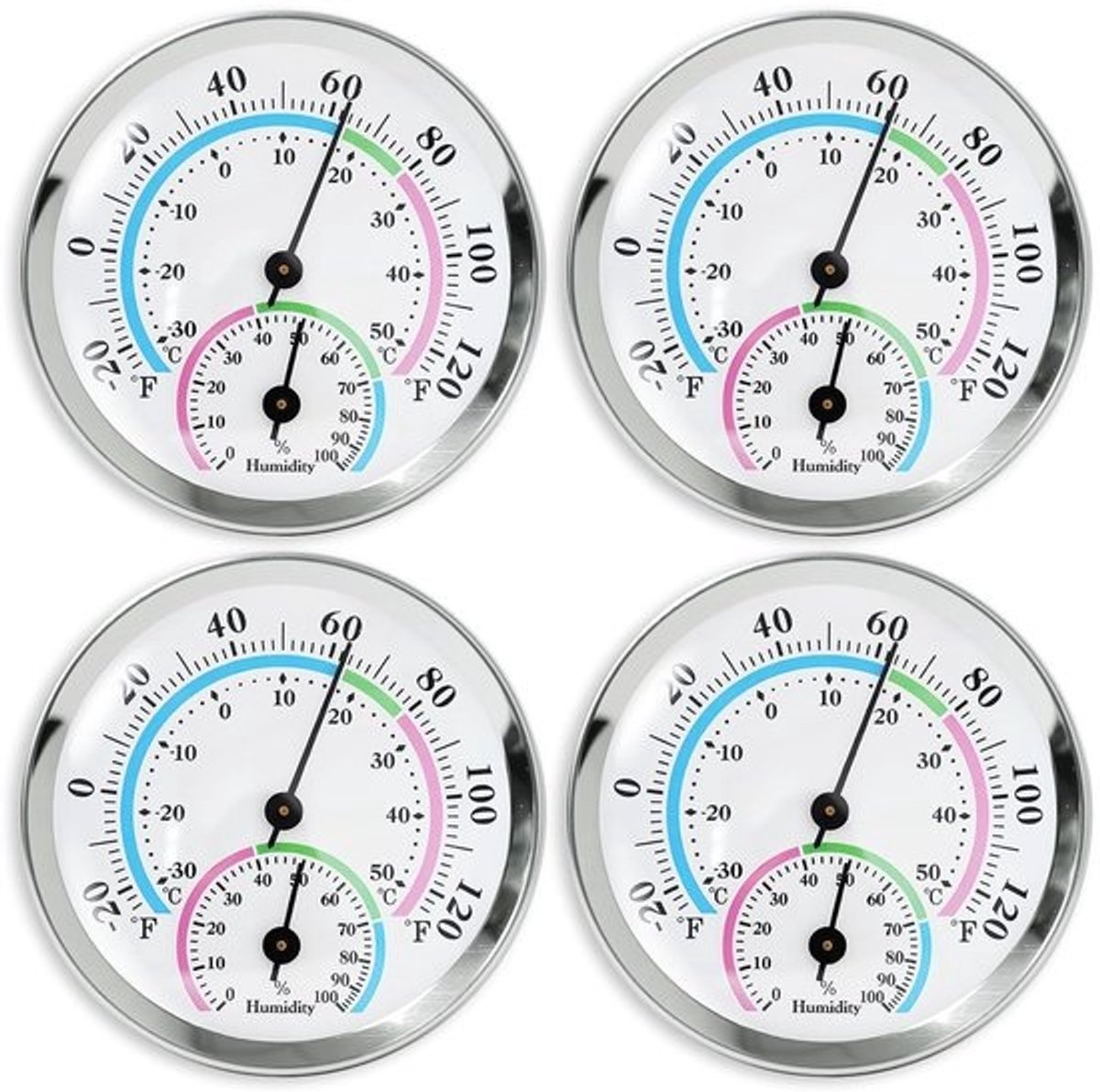 Analoge set met temperatuur- en vochtigheidsmeter voor binnen en buiten