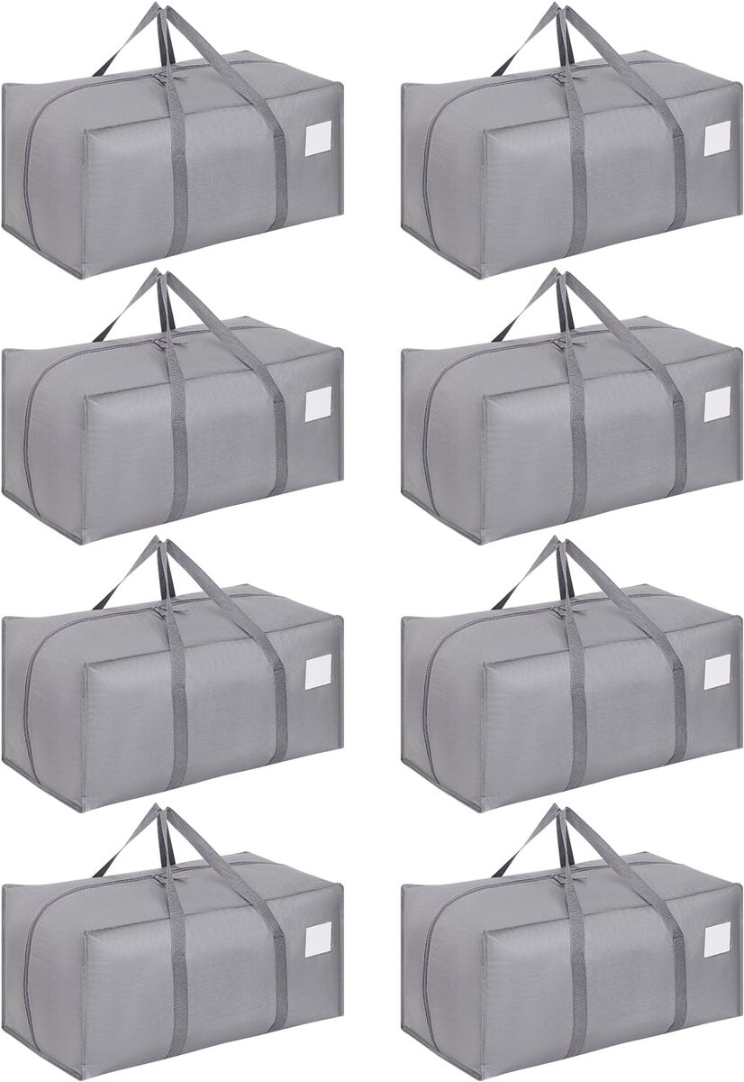 Dntorx 8 Pack 90L Moving Bags Heavy Duty Moving Totes, Waterdichte Opbergtas met Ritsen voor Kleding Opslag Verhuizen - ShopVlot