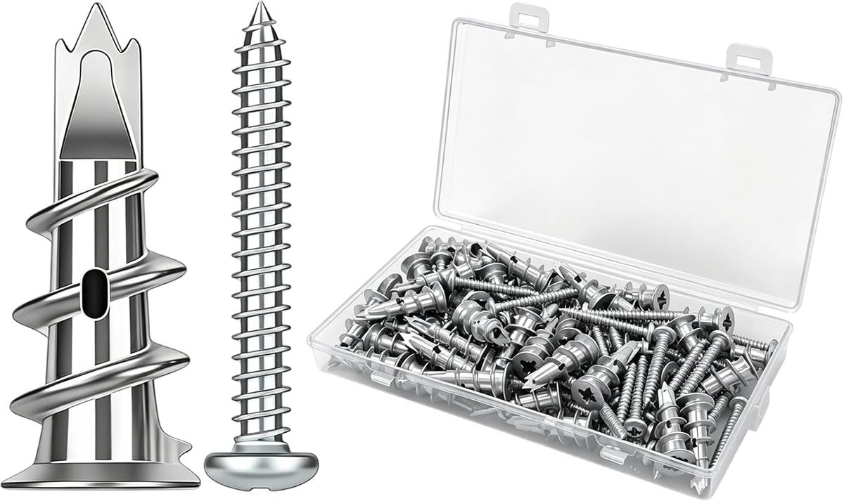 80 Pieces Drywall Plugs with Self Drilling Screws, Self Drilling Drywall Plugs, Drywall Plug, Self Drilling Metal Plug - ShopVlot