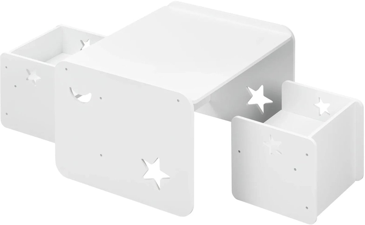 Klarven® Kindertafel met stoelen - Multifunctioneel speelset - Veilig, ruimtebesparend - B 66 x D 42 x H 53 cm