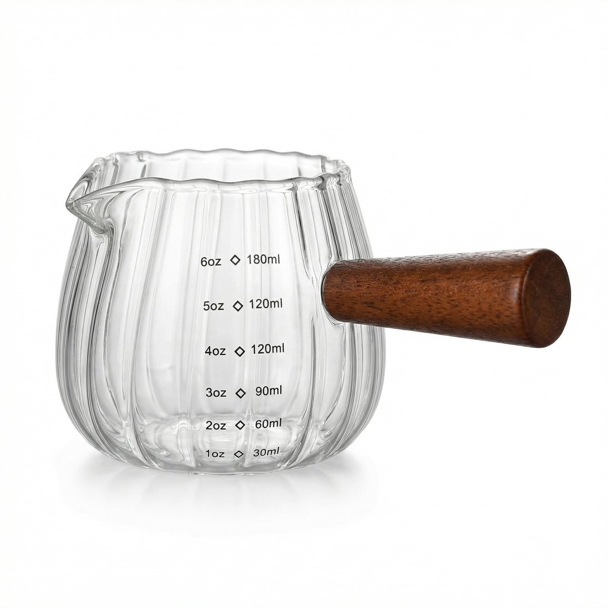 Elzusha - Glazen Maatbeker - 180 ml met Houten Handvat