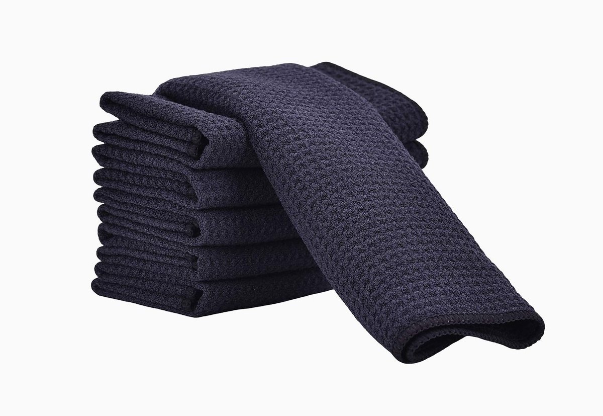 Elzusha - Microvezel Keuken Handdoeken - Sneldrogend en Super Absorberend - Set van 6 Zwart