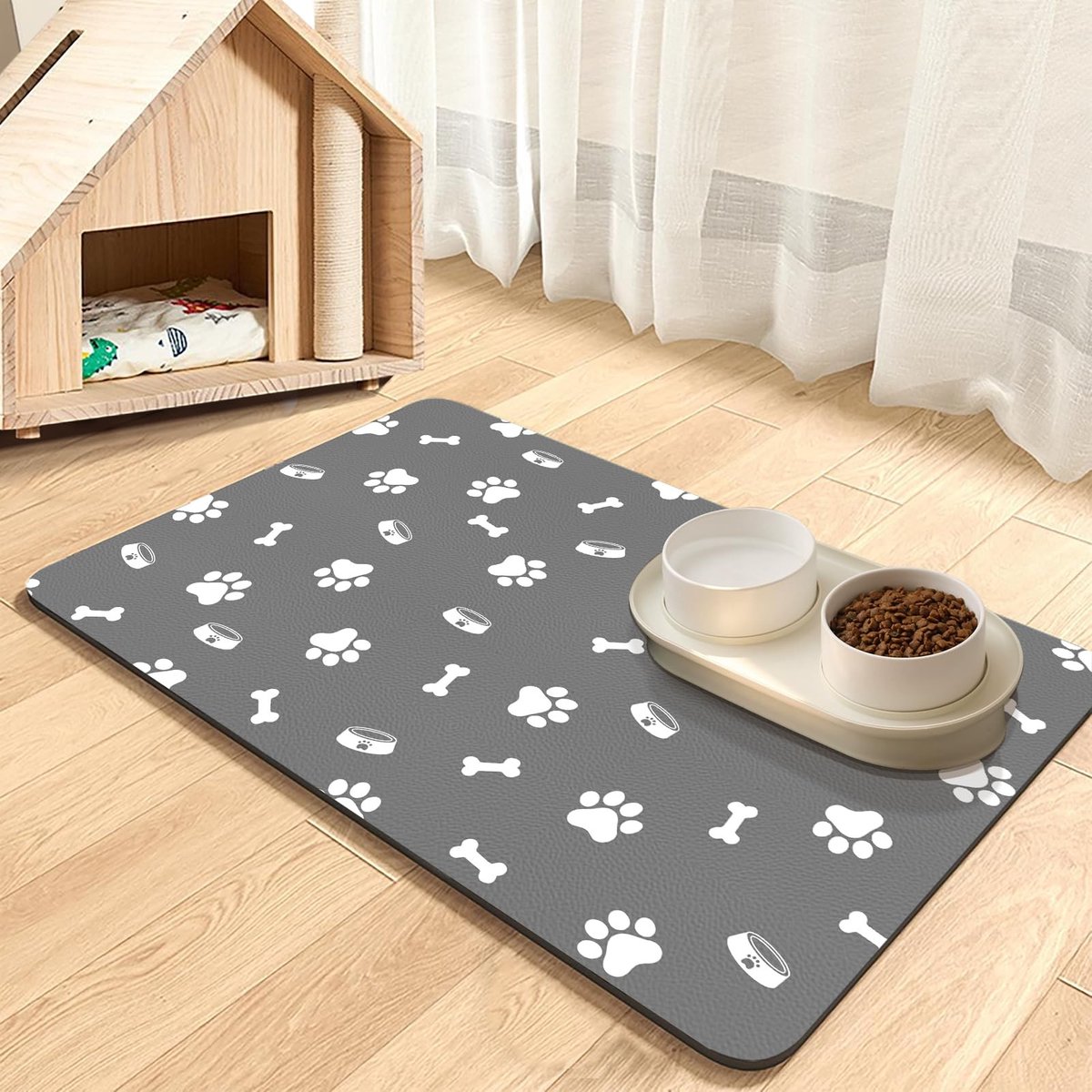 Elzusha - Pet Voeder Mat - Super Absorberend - Lichtgrijs 60x90cm