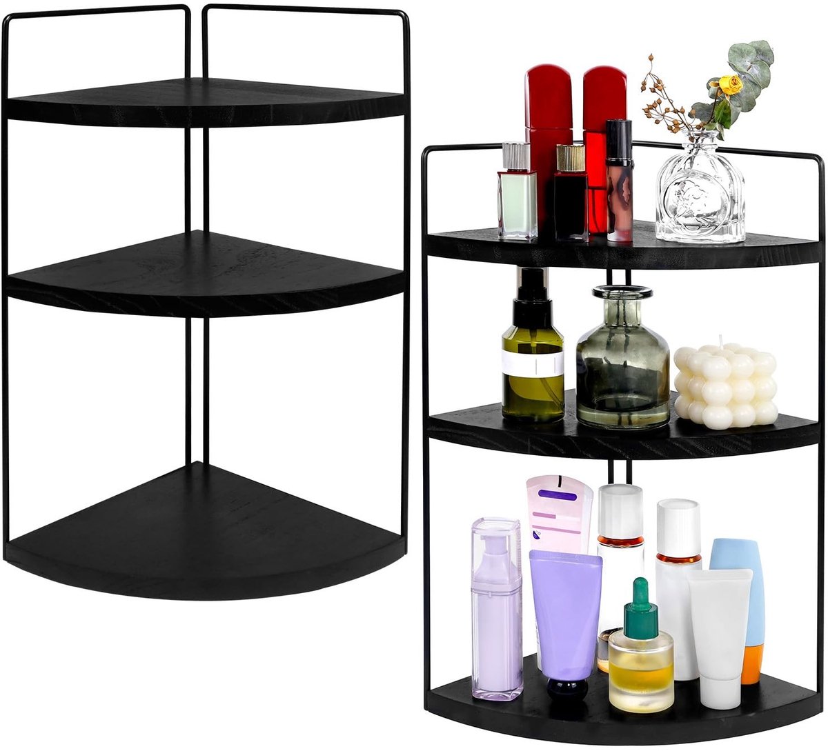 Elzusha - 3 Laags Badkamer Organizer Set in Zwart
