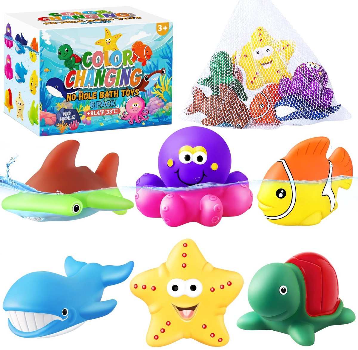 Elzusha - Set van 6 Bad Speelgoed Dieren Zonder Gaten