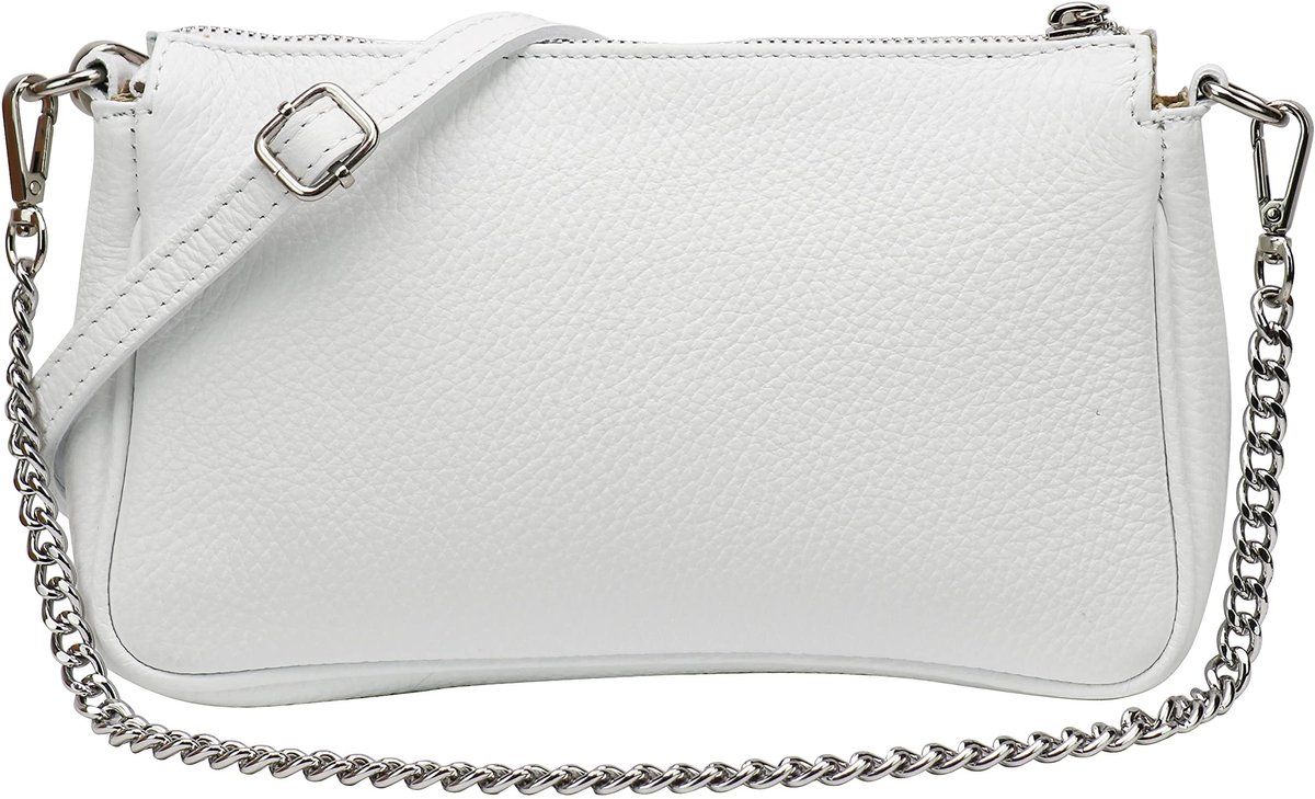 Elzusha - Clutch en Schoudertas - Klein van Echt Leer - Wit