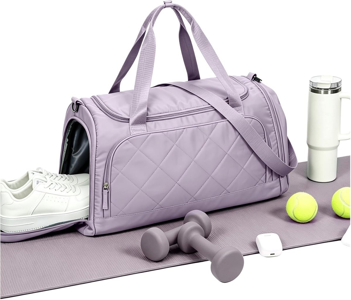 Sporttas - Paars - 55 x 25 x 25 cm - Waterdichte Duffel Bag met Antidiefstalvak - Voor Dames en Heren