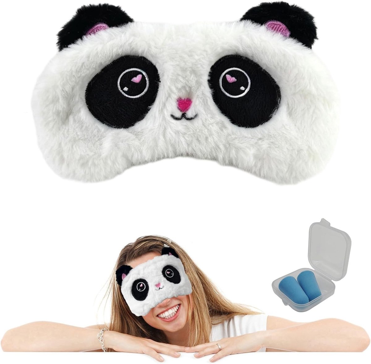 Schattig panda slaapmasker voor kinderen en volwassenen, verstelbaar en ideaal voor reizen, 1 stuk