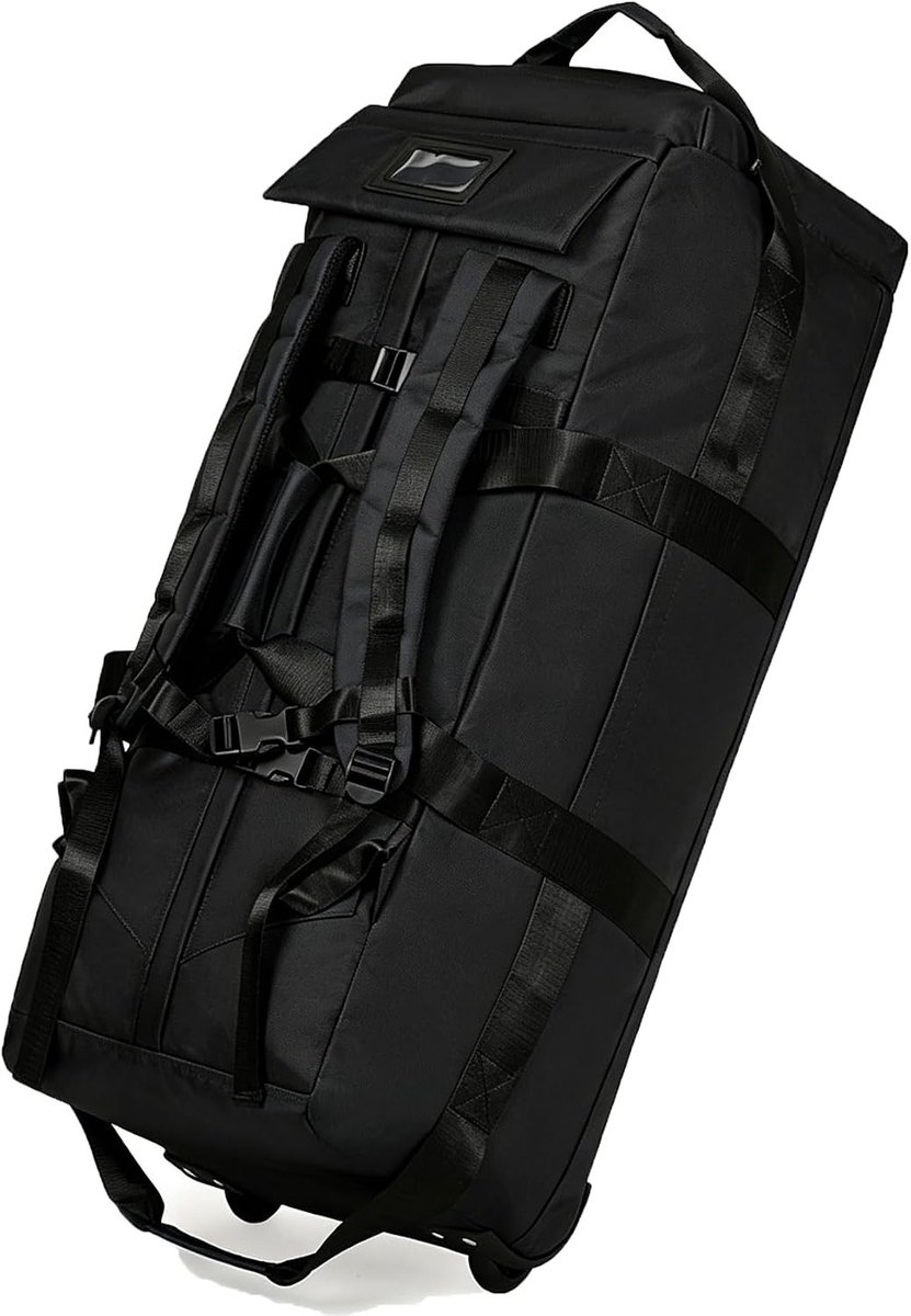 Ruime 3-in-1 Reisbag met Wielen, 75 L, Ideaal voor Backpacking, Waterdichte Schoencompartiment en Organiser, Stevig en Slijtvast, Zwart