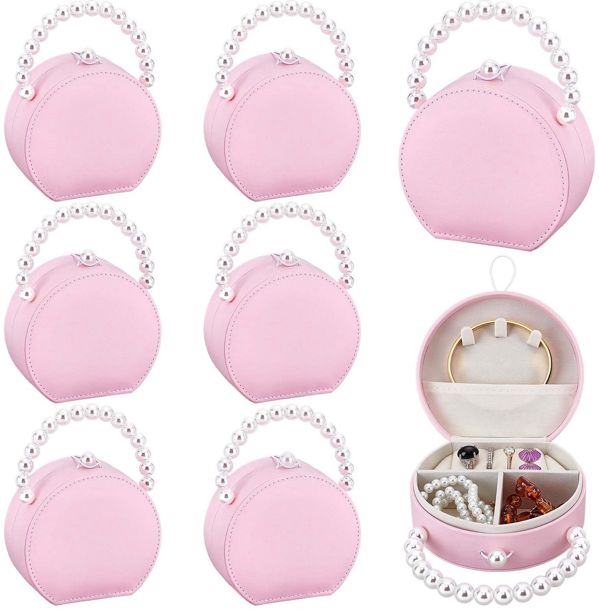 Elzusha - 10 Stuks Mini Sieradenetui - Roze Draagbare Opbergdoos