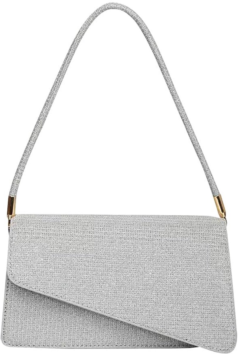 Elzusha - Avondtas met asymmetrische flap - Zilver