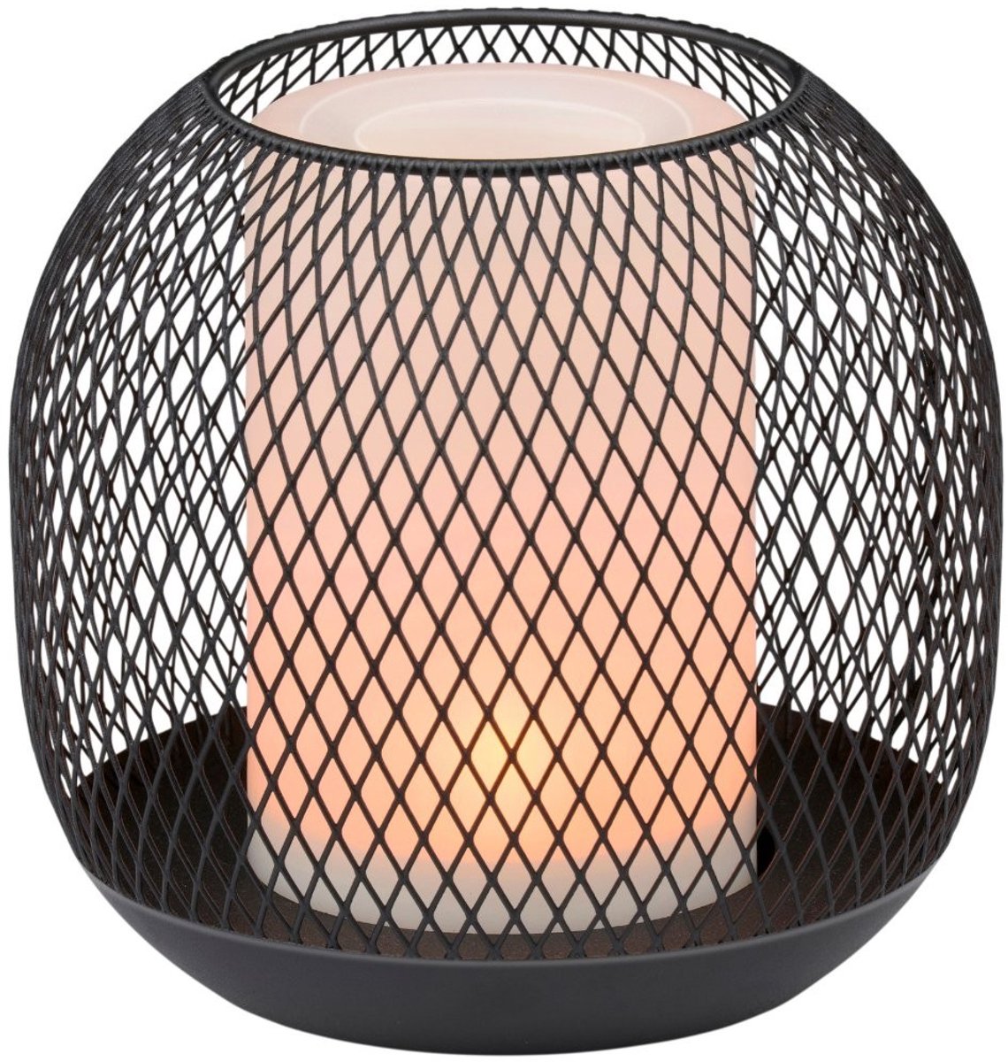 Grundig Solar Tafellamp - Zwarte Metalen Lantaarn - IP44 Weerbestendig - Ø13x14 cm