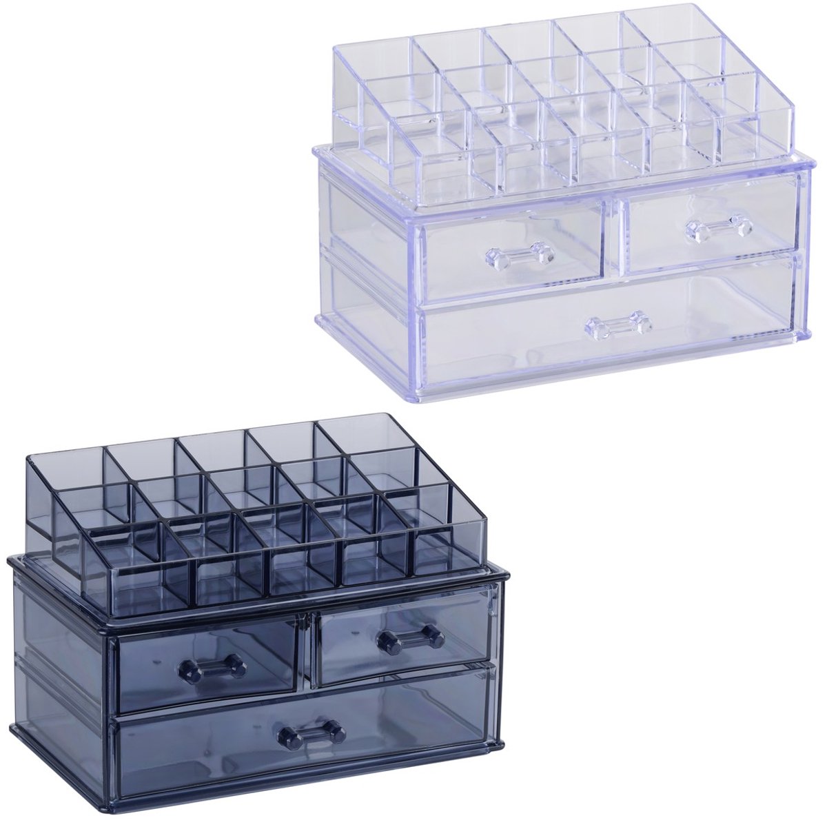 Touch of Beauty Make Up Organizer - Opbergdoos met Vakjes - Cosmetica, Skincare en Nagellak Organizer Bakjes - 13.5x13x16 cm - Willekeurige Zending Zwart of Wit