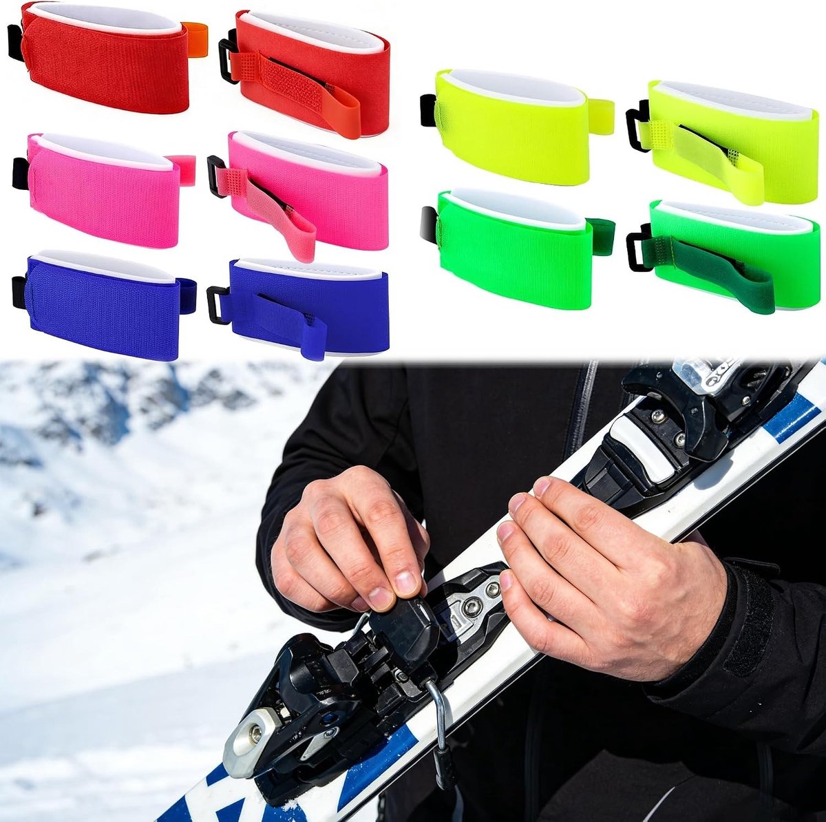 10 stuks skiharnas bevestigingen, 2-in-1 wintersportaccessoires, duurzame draagriem met beschermpad voor optimale skibeveiliging