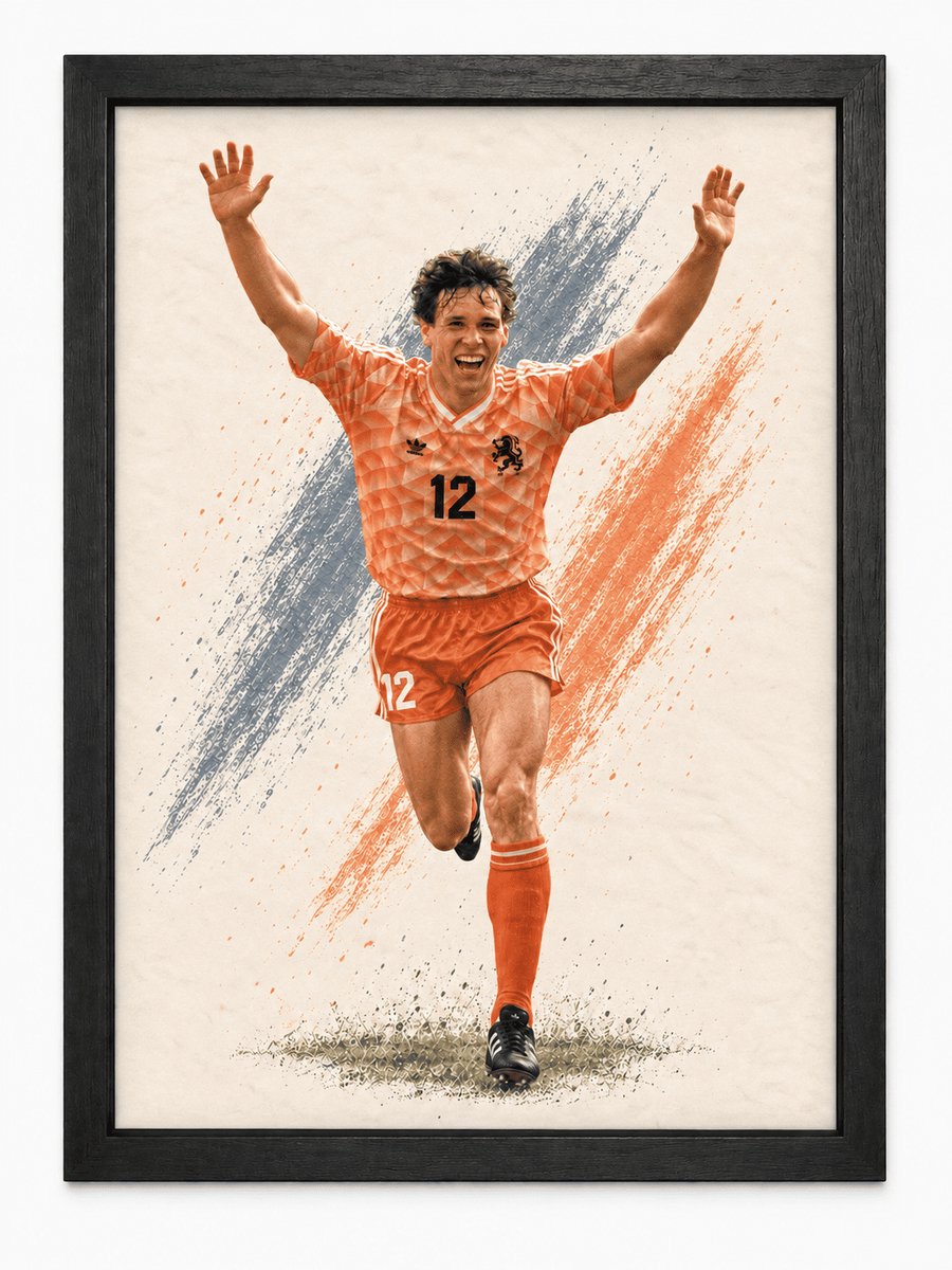 Marco van Basten Poster | EK 1988 Nederland | Inclusief Zwarte A4 Lijst