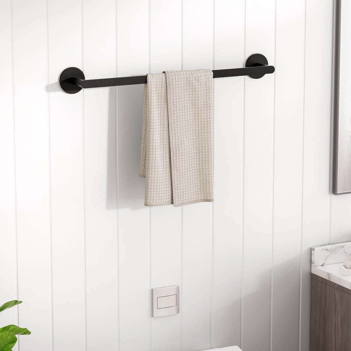 Auralum Max Handdoekhouder - Handdoekrek Badkamer - RVS - 2 Handdoeken - Wandmontage - RVS - 60CM - Zonder Boren - Zwart