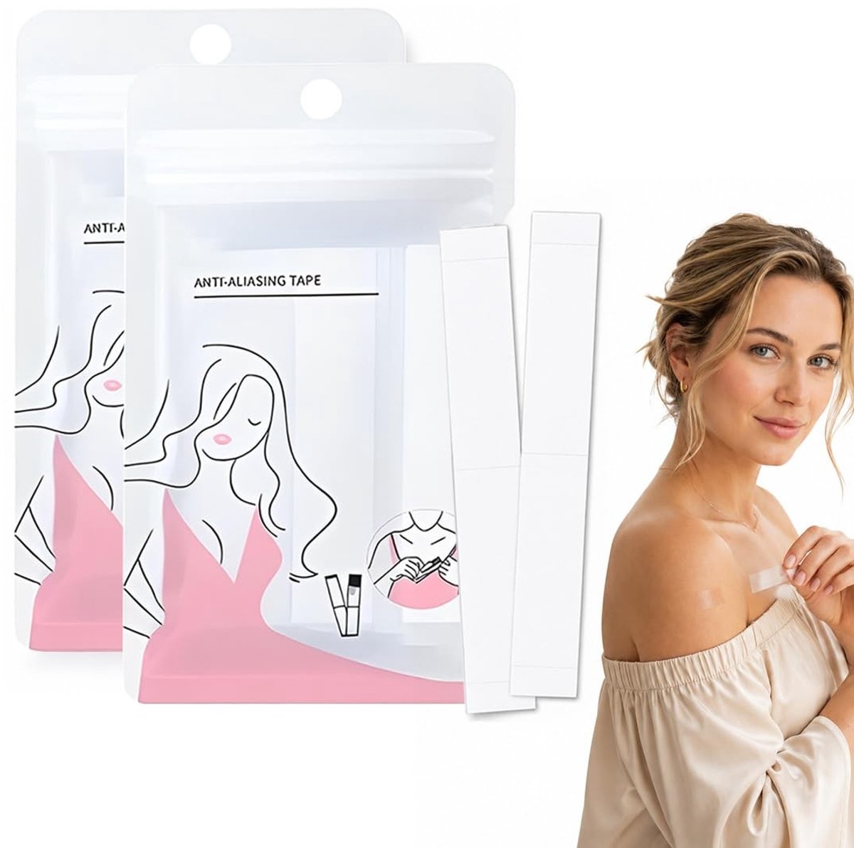 Dubbelzijdig Plakband voor Kleding - Transparant - 8,5 x 1,2 cm - Hypoallergeen en Veilig - Voor Elke Gelegenheid