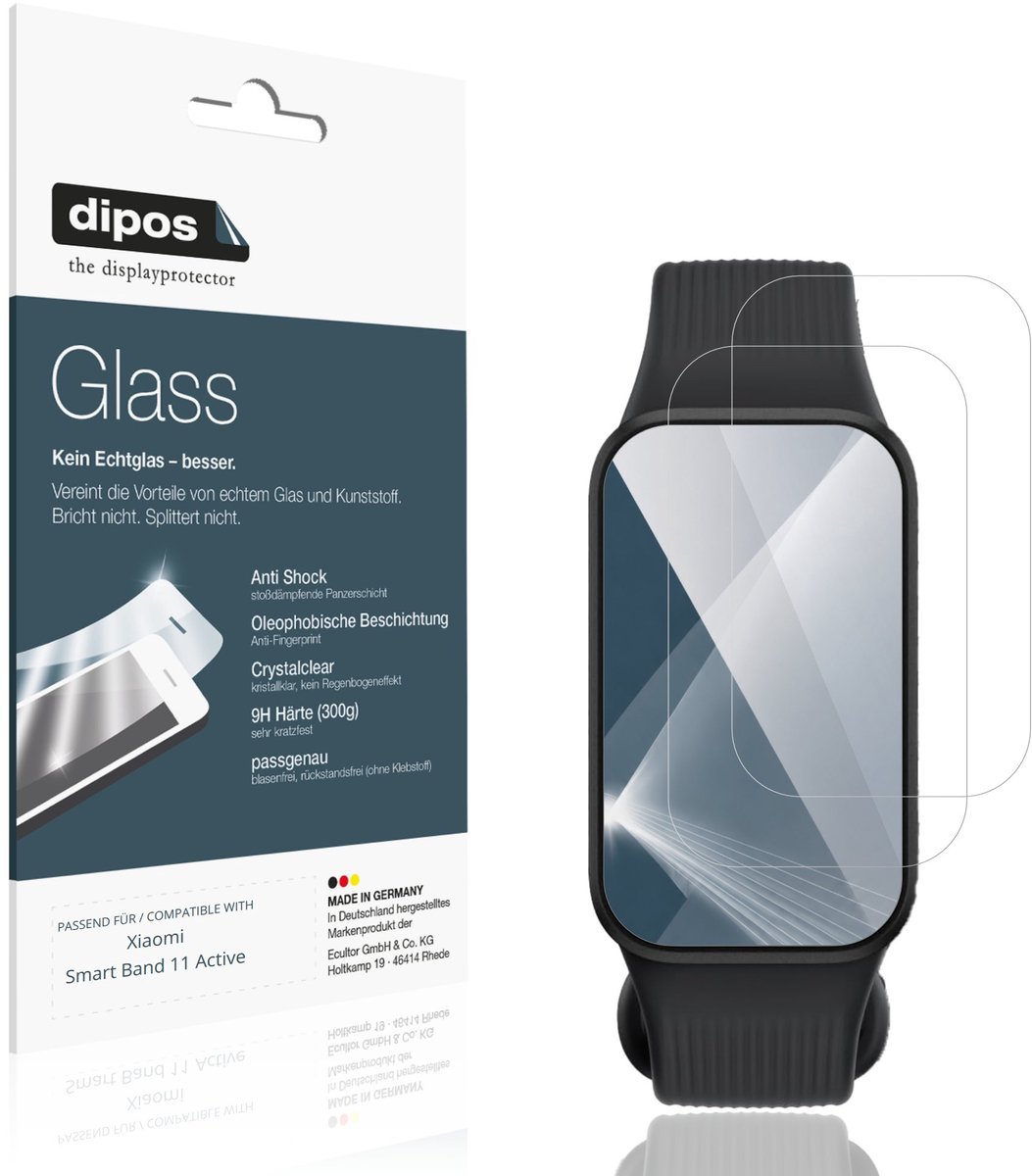 dipos – 2x Pantserfolie geschikt voor Xiaomi Smart Band 11 Active | 9H Screenprotector