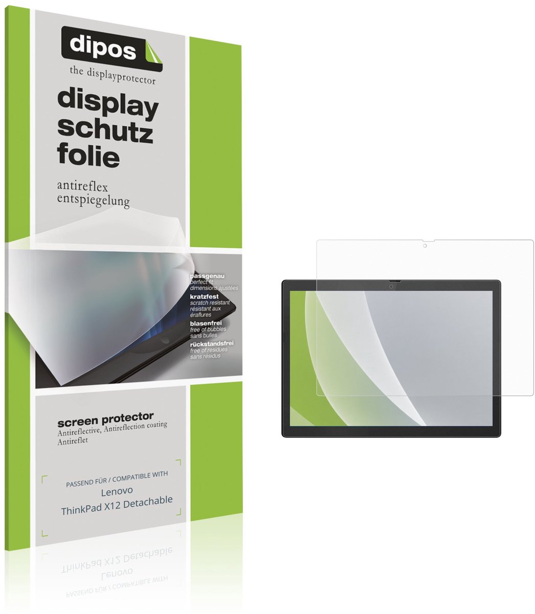 dipos – 2x Matte Beschermfolie geschikt voor Lenovo ThinkPad X12 Detachable | Krasbestendige & antireflecterende Screenprotector Ultra-Thin