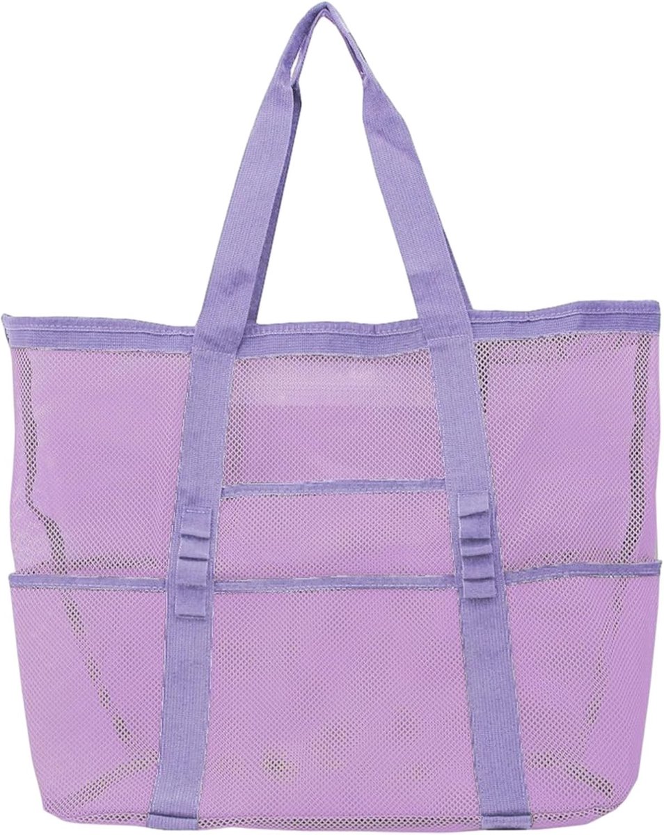 Grote Mesh Strandtas voor Vrouwen met Rits, Waterdichte Tas voor Zomeruitjes en Familie Reizen, Herbruikbare Schoudertas voor Picknick en Boodschappen