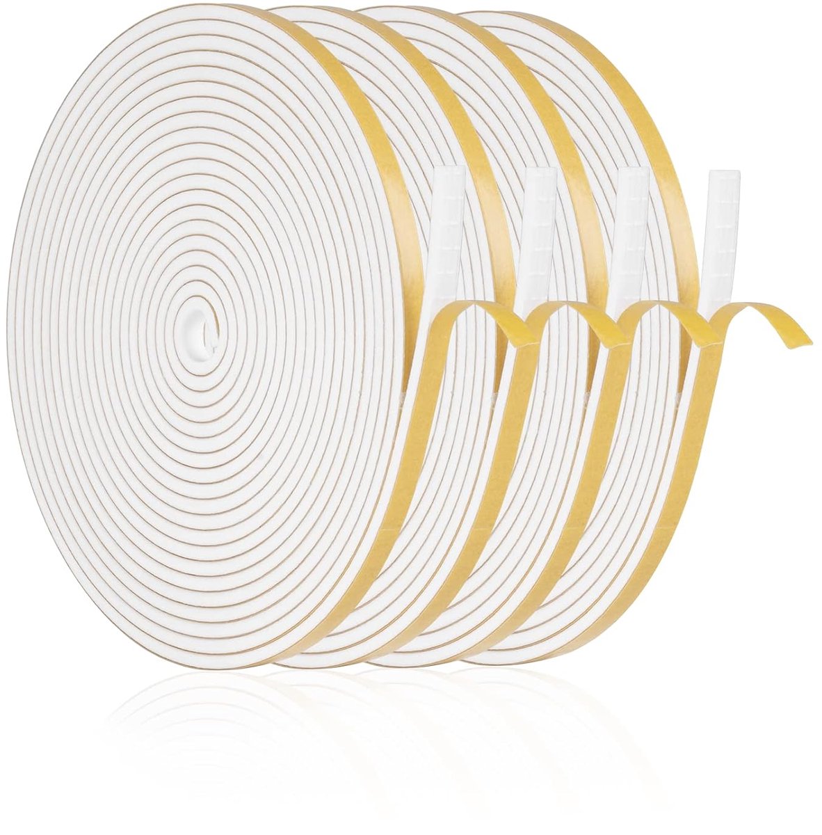 24 meter koudebestendige raamafdichtingsstrip, 8x 2 mm schuimrubberen waterdichte strip Geschikt voor Geschikt voordeuren, winddichte zelfklevende isolerende raamstrip, regenbestendig, geluidsreducerend (wit, vier stuks, 6 meter elk)