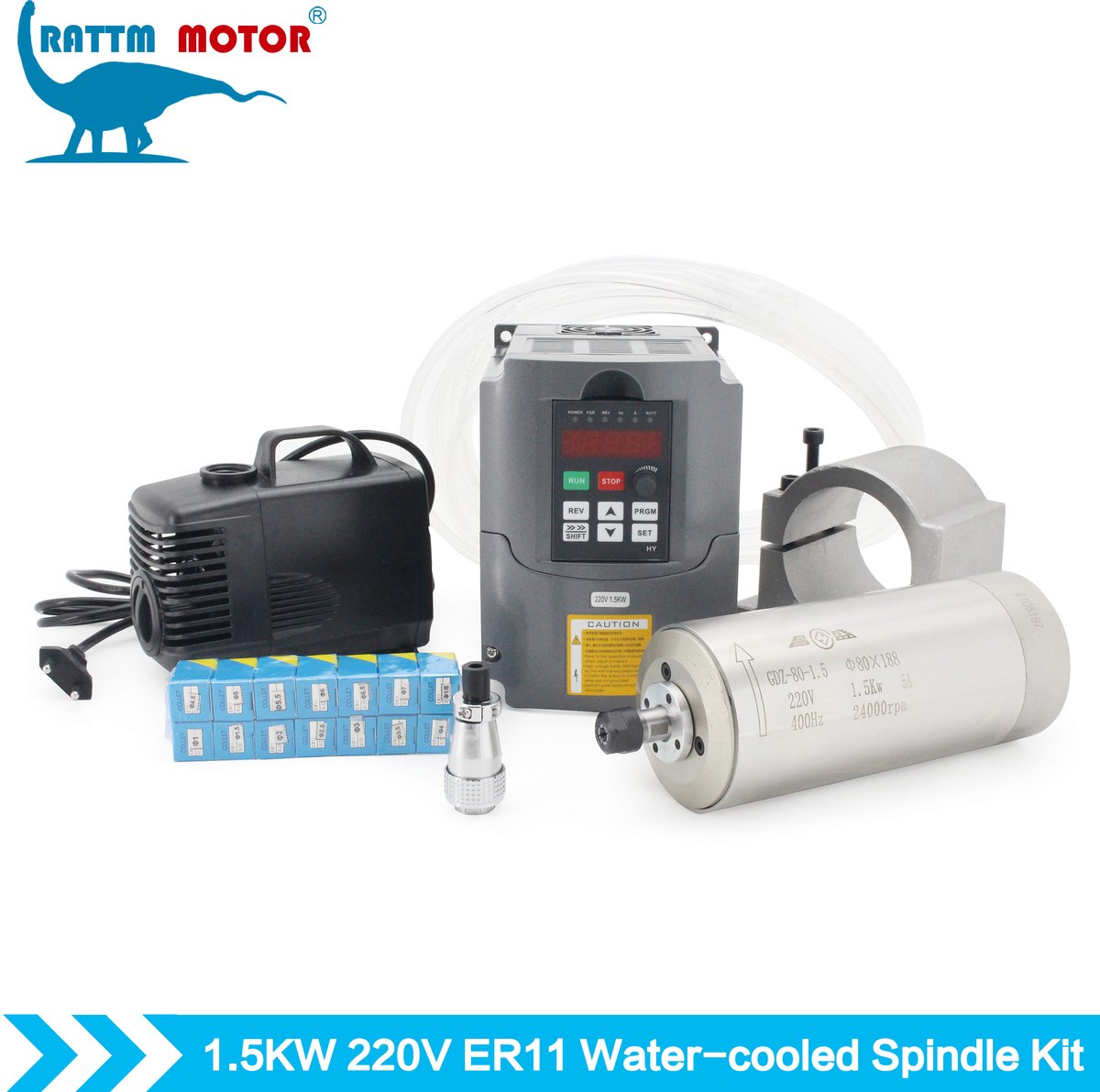 Watergekoelde Spilmotor CNC Router - 1.5 kW Vermogen - ER11 Spantang - 220V Voeding - Freesmachine Accessoire