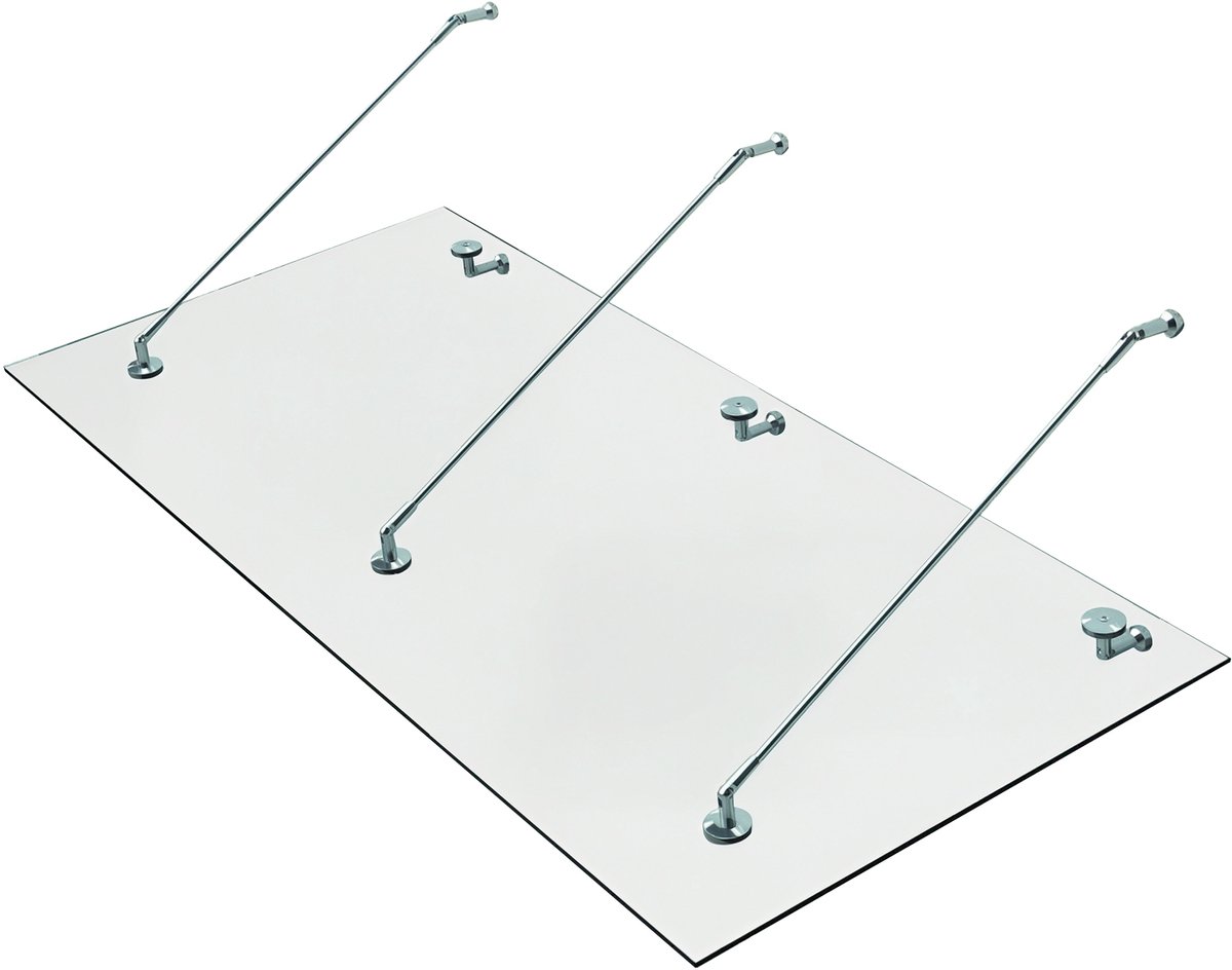 Glazen luifel-deurluifel-gehard glas (ESG)-roestvrij staal-helder glas-200x90cm