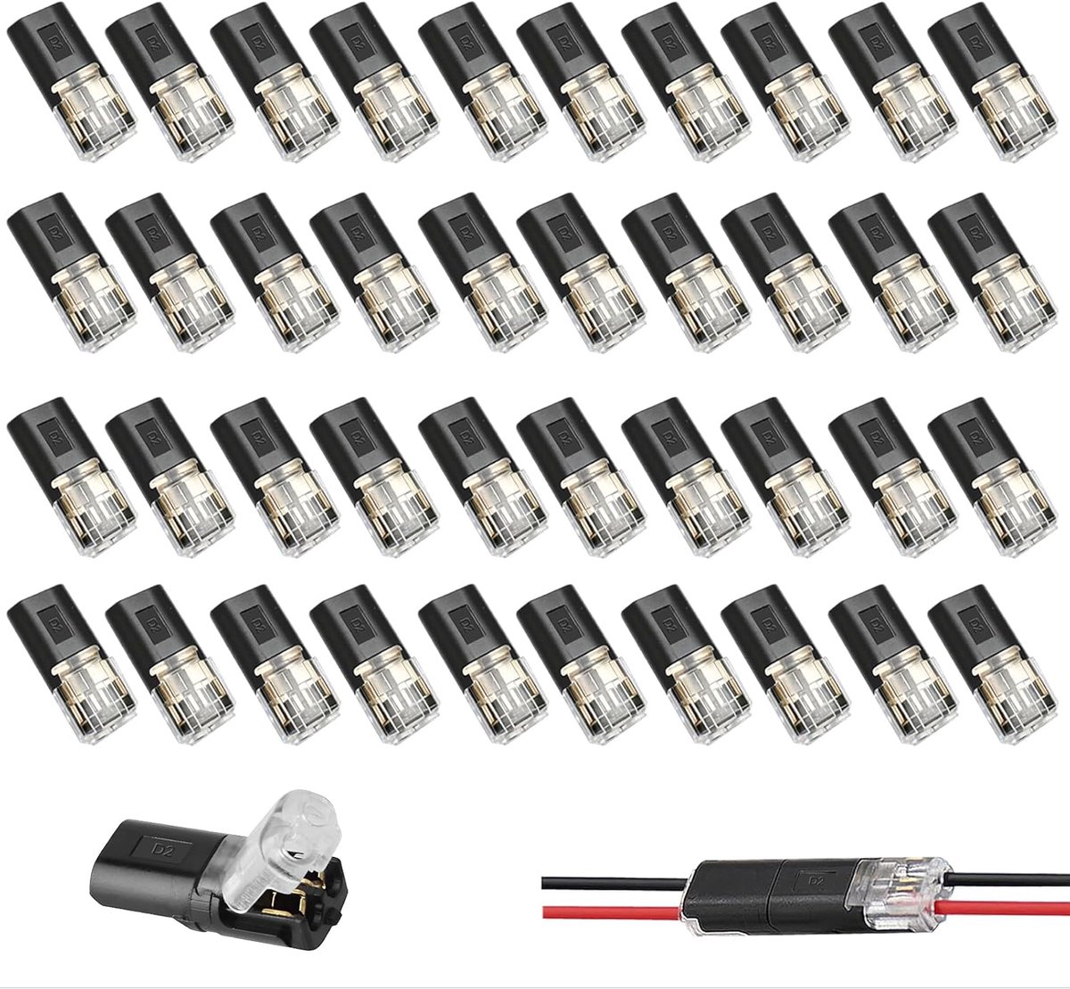 Waterdichte elektrische connectors - 40 stuks - 2-polig - betrouwbare kabelverbinding - ideaal voor auto - ShopVlot