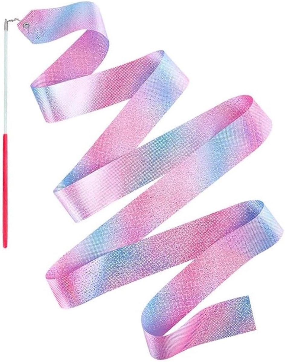 1 stuk ritmische gymnastiekband voor meisjes, dansbanden, met antislip handgreep, ritmische gymnastiek, staaf voor - ShopVlot