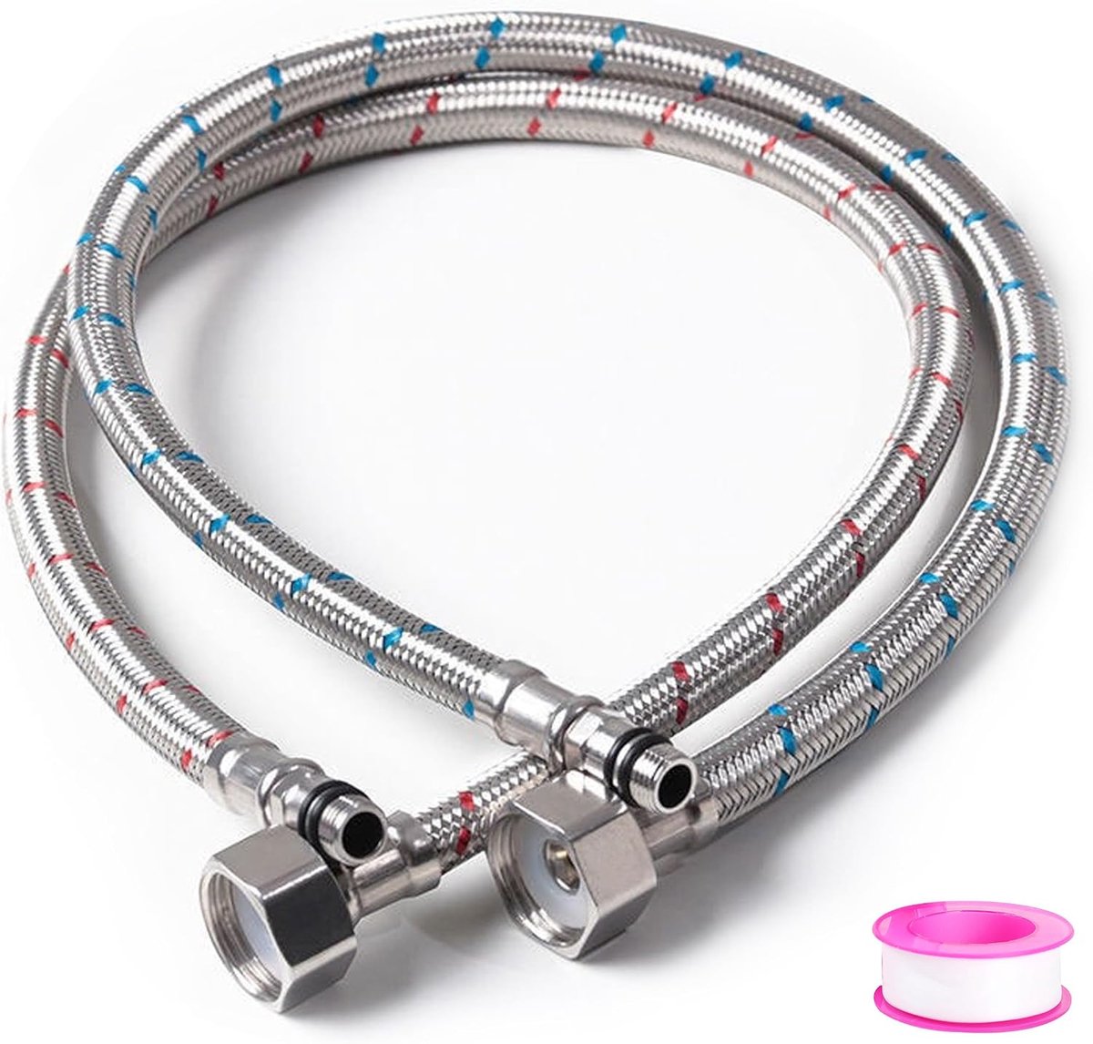 Armoured Hose, Pack of 2, 80 cm Connection Hose, Fixture, Braided Stainless Steel Armoured Hose, Flexible Hose with - ShopVlot
