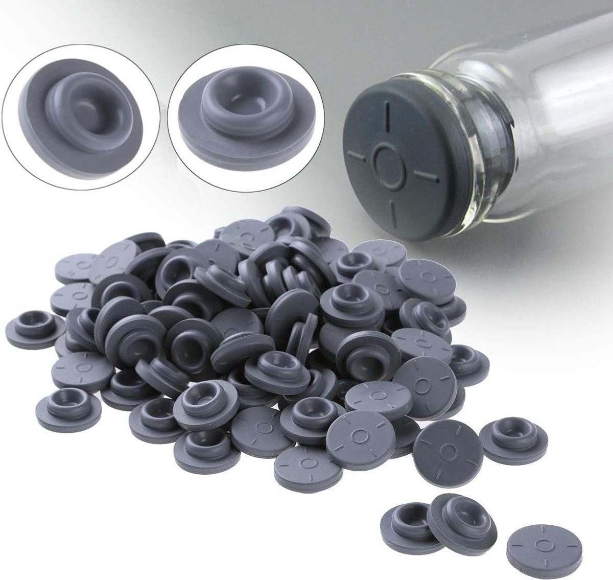 Charles 300599 100pcs Rubber Glass Stopper Self Healing Injection Gates Inoculation For 13mm Opening - ShopVlot