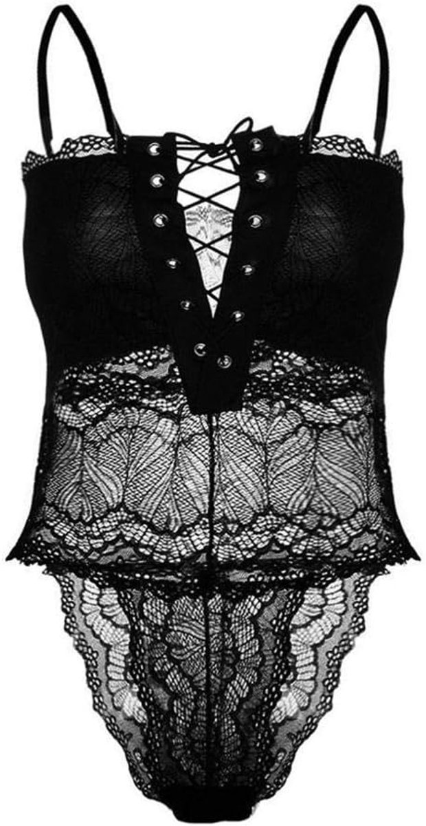 Lingerie voor dames sexy nachthemd lingerie nachtkleding Kant met stringDames Ondergoed Set Lingerie Set Sexy Lingerie Kanten Backless Bodysuit V-hals Bandage Jumpsuit Pyjama