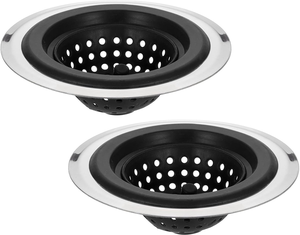 Afvoerzeef Keuken - Gootsteen Zeef - Voorkomt Verstopping - Met Handvat - Diameter 12 cm - Zwart