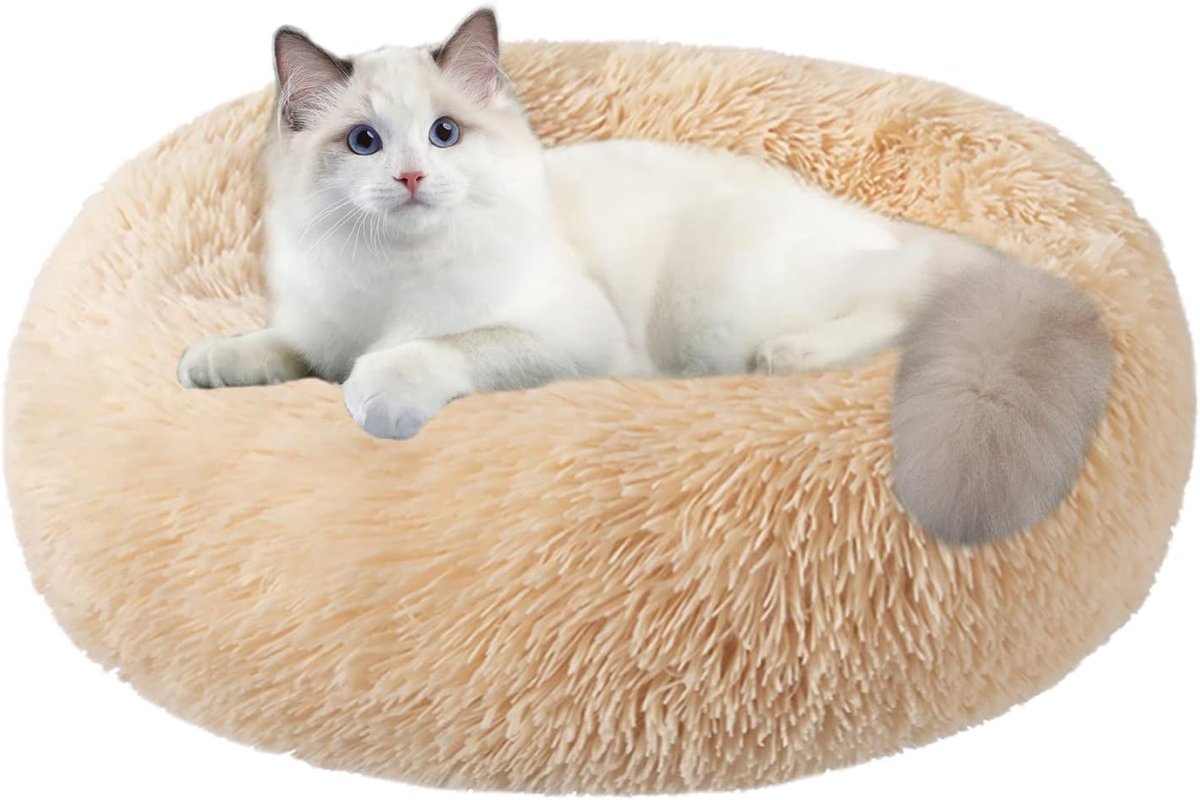 Kattenbedden voor binnenkatten, 50 cm hondenbed voor kleine honden, wasbaar rond huisdierbed voor puppy en kitten met slipbestendige bodem