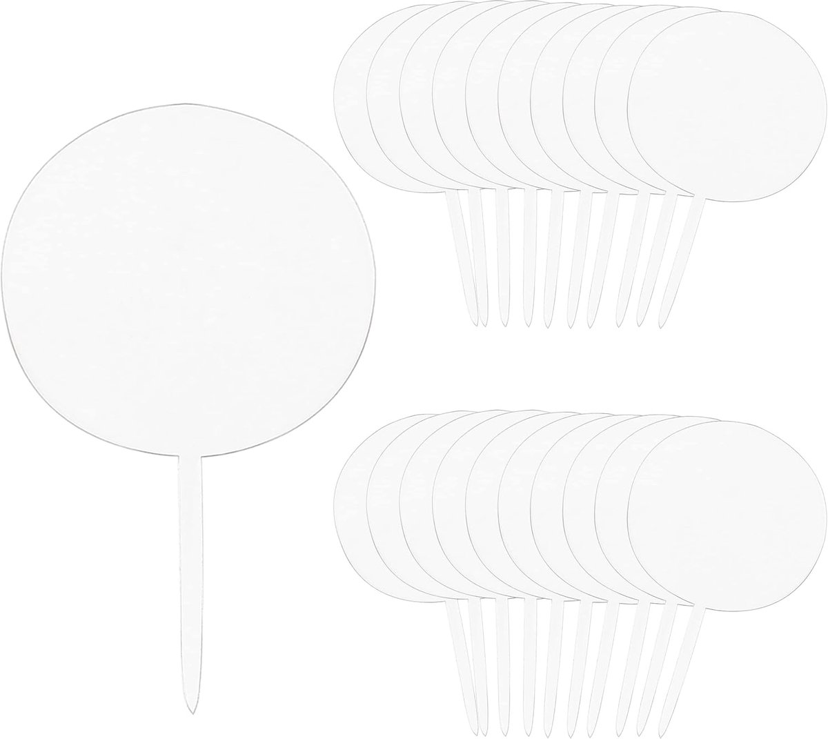 20 stuks taartdecoratiesets, helder rond acryl, 10 cm acryl taarttoppers, blanco doe-het-zelf taarttoppers voor verjaardag, feestbenodigdheden