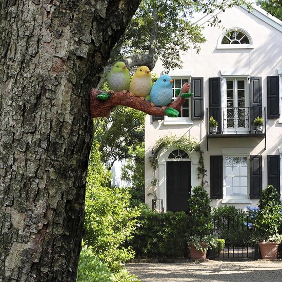 Ornament sculptuur van hars, vogels op tak design boomfiguur tuinfiguur voor buiten — afbeelding 5