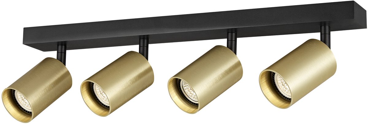 Tabor plafondspot 4-lichts GU10 zwart/geborsteld goud