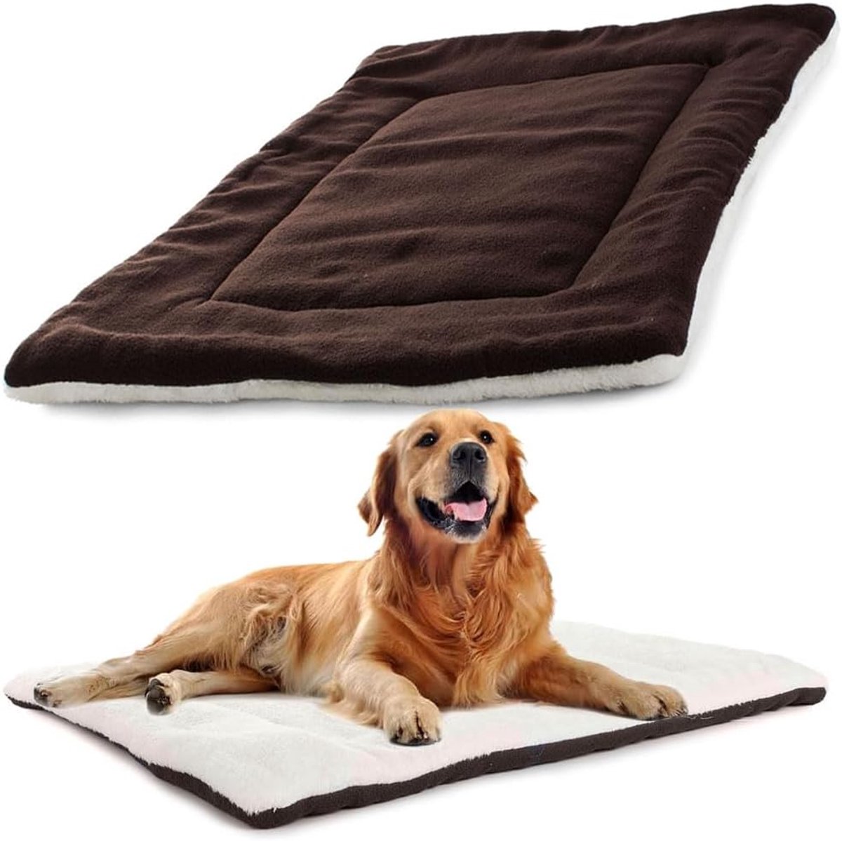 Hondenkussen mat slaapplaats ligmat stoffen ligstoel voor honden en andere huisdieren Afmetingen: 70cm x 53cm 2,5cm Biedt je huisdier warmte en comfort (donkerbruin)