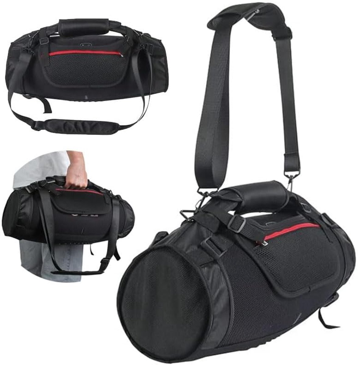 Draagriem compatibel met JBL Boombox 3/2/1, niet-geluiddichte draagbare reisschouderhoes, luidsprekeraccessoires zijtas, Zwart, Modern design