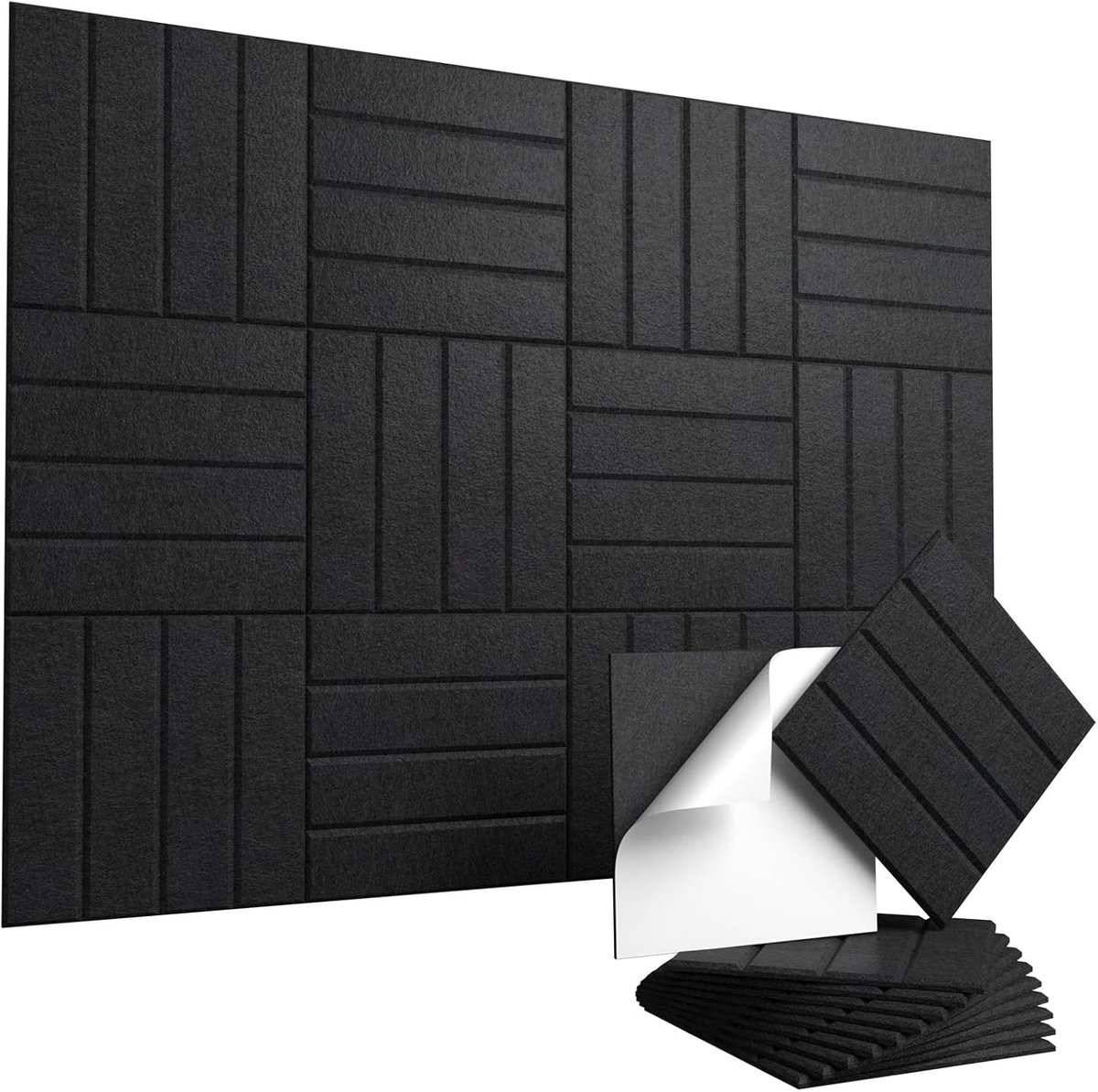 Set van 20 zelfklevende akoestische panelen – 30 x 30 x 1 cm geluidswerende wandpanelen, hoog-dichtheid geluidswerende panelen, akoestische vilten wandpanelen voor echo- en ruisonderdrukking