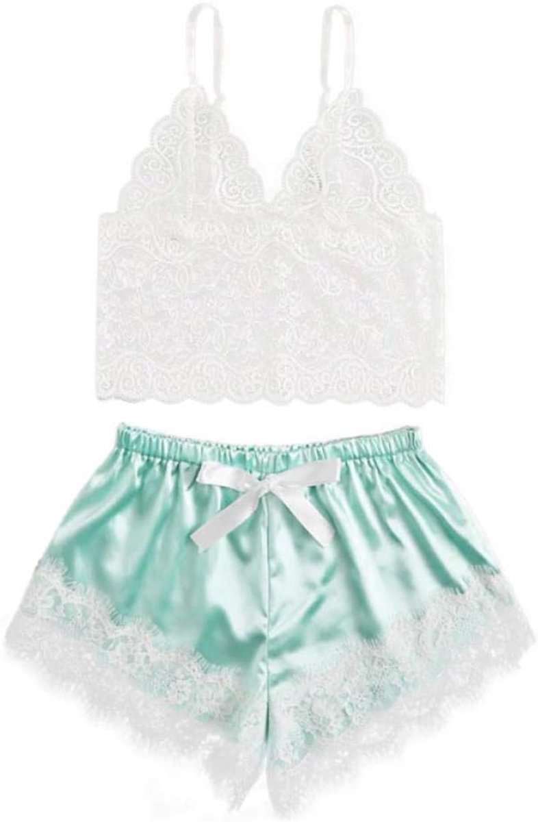 Dames Lingerie Corset Sexy Lingerie Bh Set Dames Sexy Kant Comfortabel Nachtkleding Ondergoed Bh En Panty Set -green_S