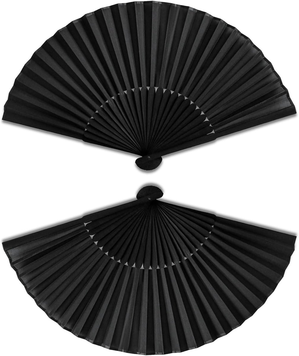 2 stuks zwarte handventilatoren, opvouwbare waaiers, zakfans, handopvouwbare Chinese fans voor dans, feesten, huwelijksgeschenken, doe-het-zelf decoratie, woondecoratie