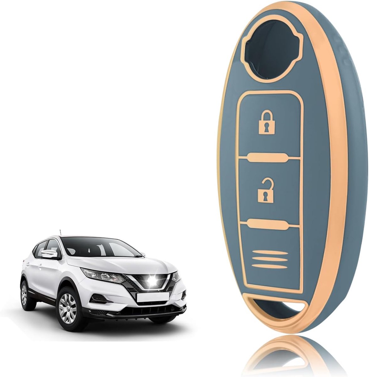 Sleutelhoes TPU, Autosleutelhoes Geschikt voor Nissan Qashqai J11 J12 Juke F15 X Trail T32 Micra K13 K14 Infiniti Q50 QX60 EX35 FX45, Sleutel Cover Bescherming Sleutelbehuizing - Drie Lijnen