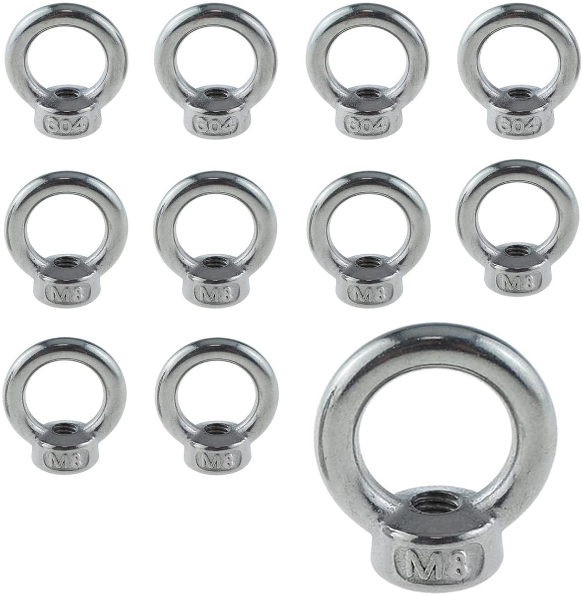 Ringmoeren M8, 304 roestvrij staal, hefgereedschap, accessoires, kabelmontage, hefaccessoires, voor hefringmoeren voor het bevestigen van hangende ornamenten, bloempotten, schommelstandaards