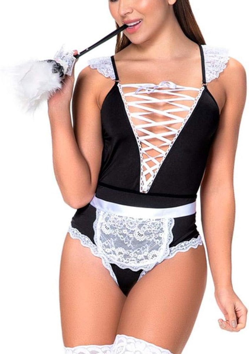 Babydolls, nachtjaponnen & negligés Sexy Lingerie Vrouwen Ondergoed Porno Diepe V Backless Bandage Nachtkleding Verleiding Hol Kant Kostuum