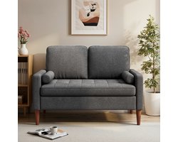 Bealife AR38 Comfortabele 2-Zitsbank - Met ademende linnen stof en hoogveerkrachtig schuim - Geschikt voor woonkamer en slaapkamer - Donkergrijs