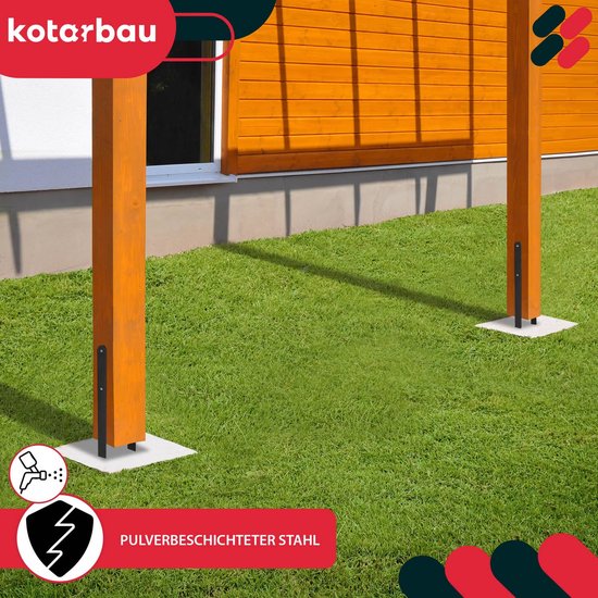 KOTARBAU® H Instortanker - Paalhouder in Beton Storten 160 x 600 mm 6 Stuks - Betonanker voor Houten Palen - Paaldrager Beton - Kolomvoet Beton - Gepoedercoat Staal — afbeelding 5