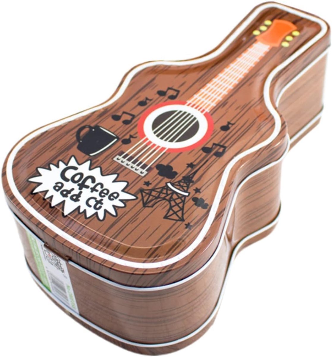 Spaarpot van metaal, vorm van een gitaar met slot, spaarpot in grappig formaat, voor jongens en meisjes (donkerbruin)