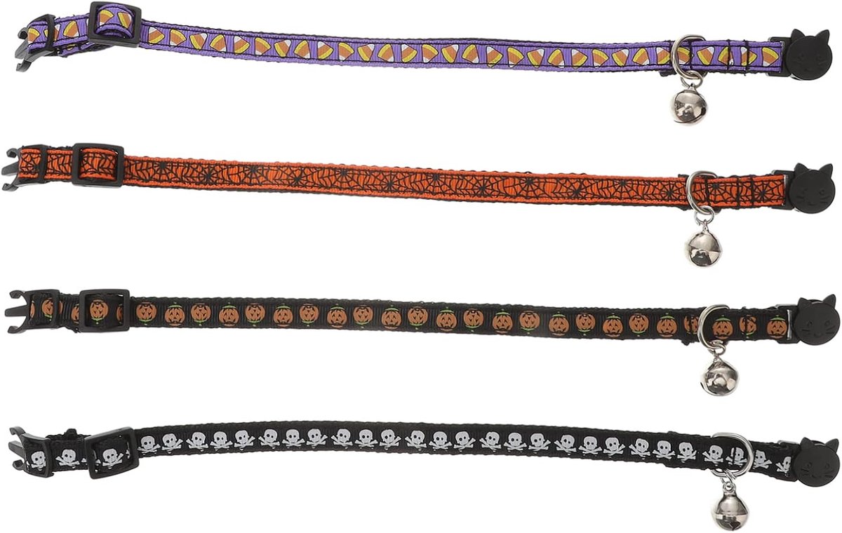 4 Stuks halsband voor huisdieren halsbanden voor halloween-katten bel voor hondenhalsband puppy halsband pet supplies dog collar kattenhalsband met bel harnas voor honden nylon-