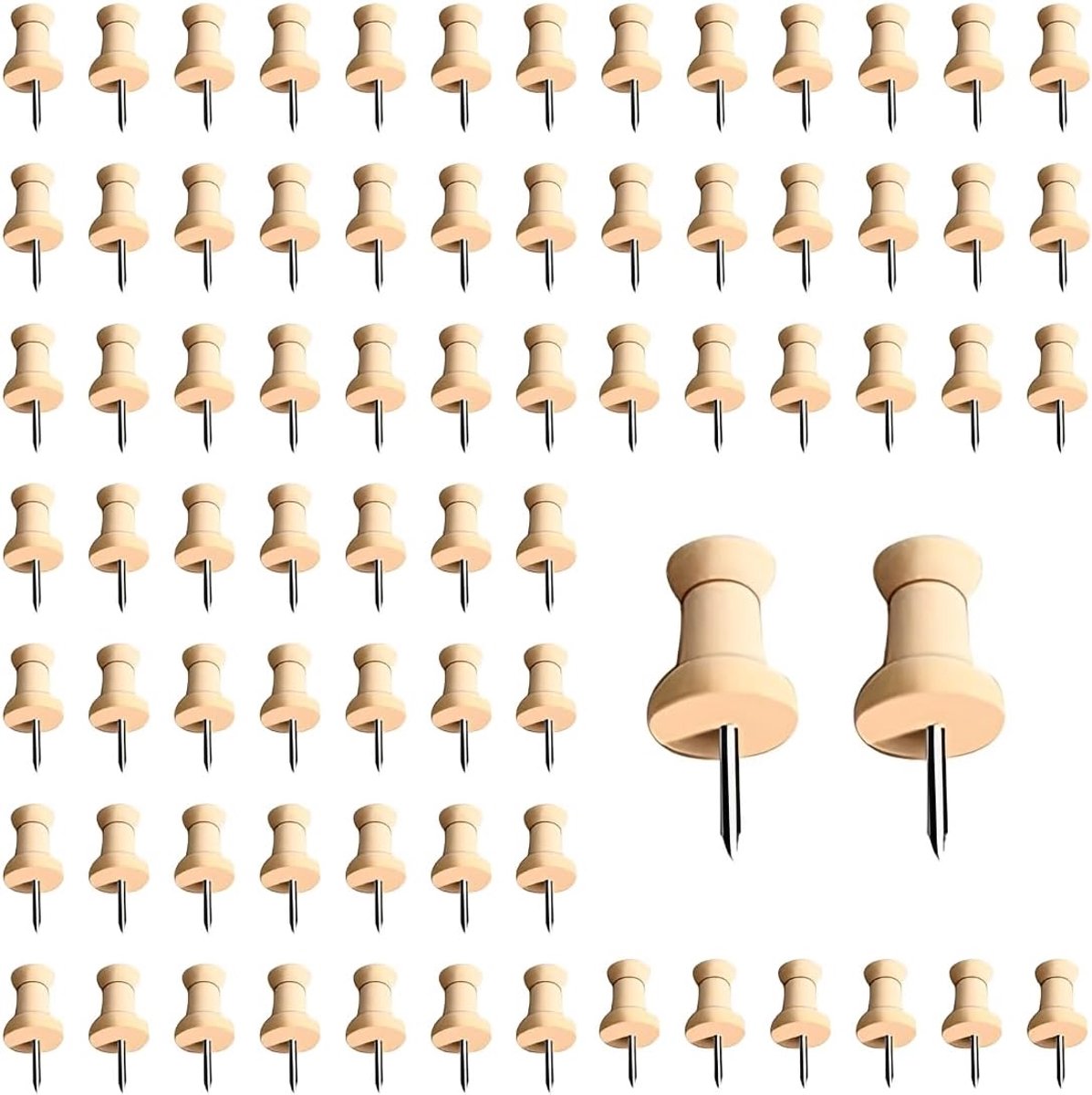 50 stuks, gele houten kop, stalen naalden 2,5 x 1 cm, kurkborden, kaarten, foto's, huis, kantoor, creatieve projecten